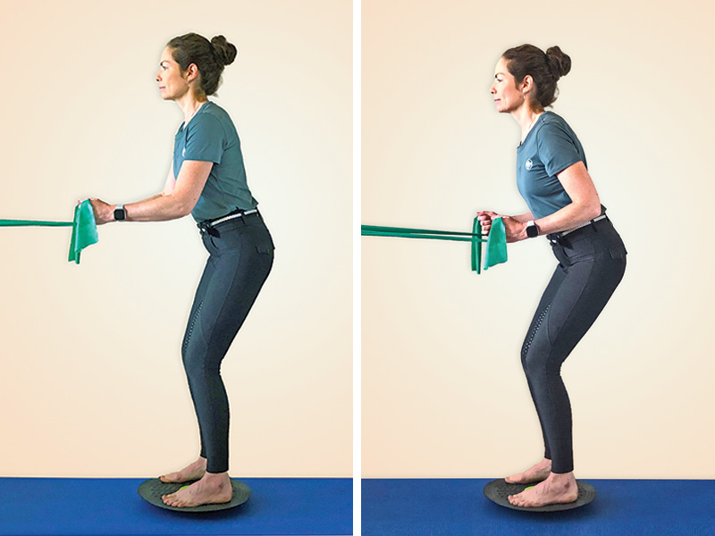 Arm pull exercises, Upper Body Strengthening, Balance Board Squats, Exercises for Horse Riders