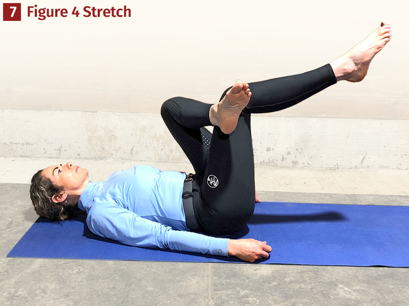figure 4 hip stretch, how to stretch your outer hip, exercises for horse riders, pilates for horse riders, mobility for horse riders, exercises for hip mobility, equestrian sport fitness, sandra verda zanatta, fit to ride 